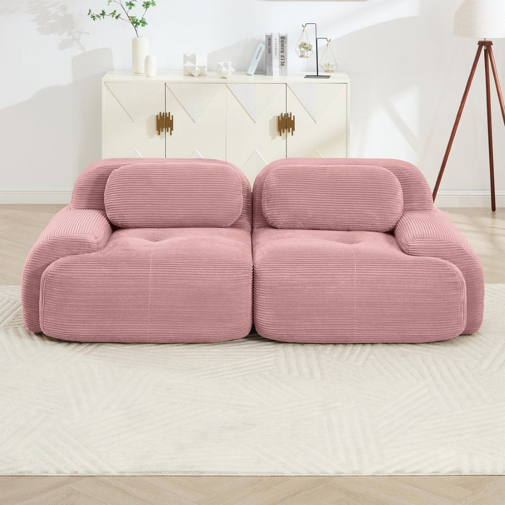 English Elm 82'' Modular Corduroy Loveseat Curved Armrests Non-slip Base for Living Bedroom Lounge W714P359250