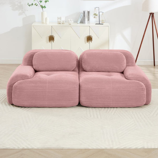 English Elm 82'' Modular Corduroy Loveseat Curved Armrests Non-slip Base for Living Bedroom Lounge W714P359250