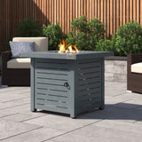 English Elm 25'' H X 30'' W Steel Outdoor Fire Pit Table With Lid