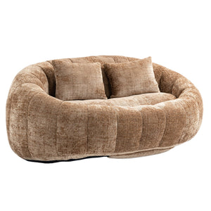 English Elm Bean Bean Bag Sofa High-Density Memory Foam Two-Seater Lounger High Back Chenille Cozy Support Coffee W395P181441