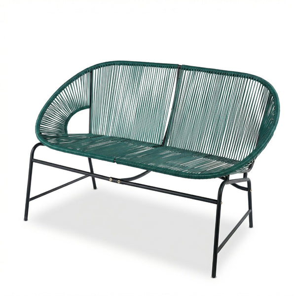 English Elm Nusa Outdoor 3 Piece Pe Rattan Chat Set with Iron Frame for Patio Balcony NUSA3PCSETTEL-N