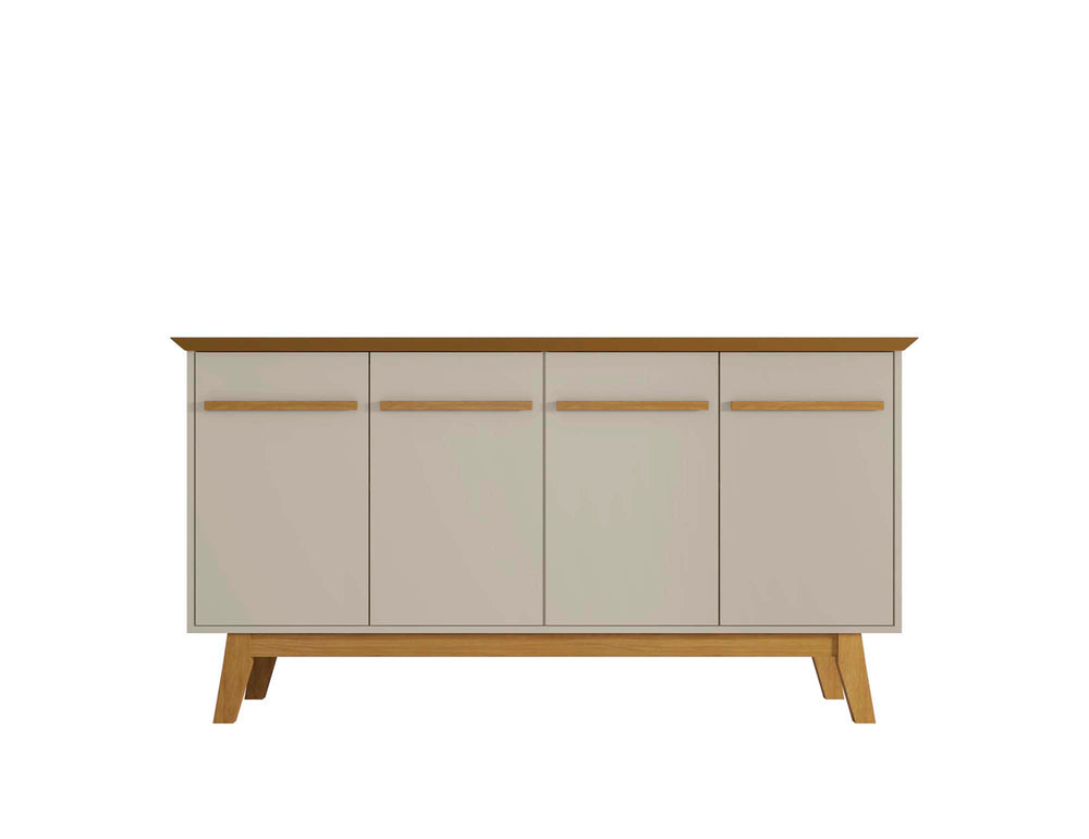 English Elm Yonkers 63" Sideboard with Soft-Close Doors and Removable Shelf, Beveled Top & Solid Wood Legs Brown+White B365P398255