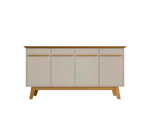 English Elm Yonkers 63" Sideboard with Soft-Close Doors and Removable Shelf, Beveled Top & Solid Wood Legs Brown+White B365P398255