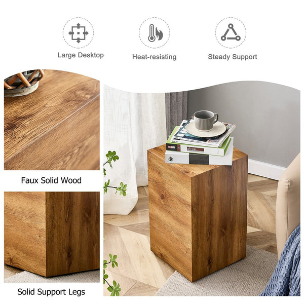 English Elm Elevate Modern Wood-Textured MDF Side Table, 11.8"x11.8"x19.6", No-Assembly, Versatile Accent Table W1151P242266