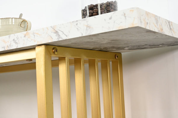 English Elm 47''double Semi-circle Console Table with Led Lighting and Sculptural Hammered Wood Base W2263P395489