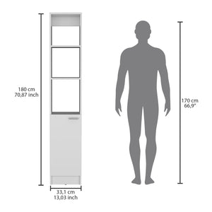 English Elm Parks Linen Bathroom Storage Cabinet Tall 70.8" White Engineered Wood 6-Shelf One-Door Organizer B070P188844