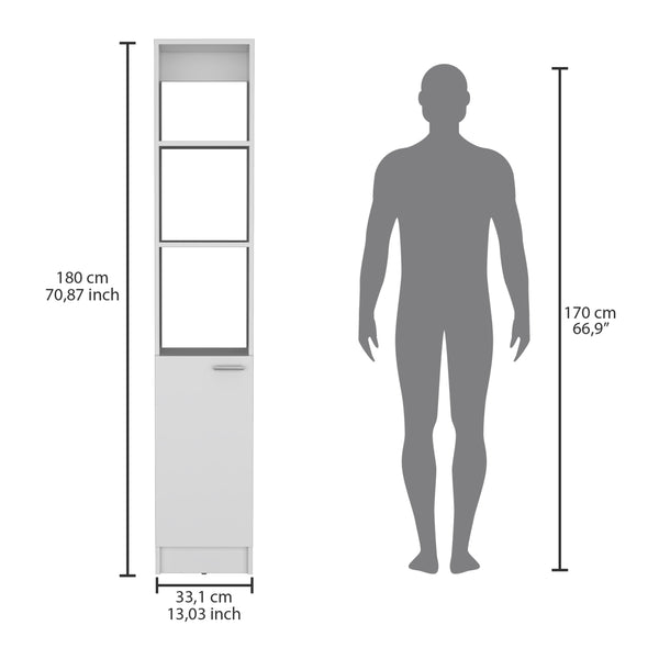 English Elm Parks Linen Bathroom Storage Cabinet Tall 70.8" White Engineered Wood 6-Shelf One-Door Organizer B070P188844