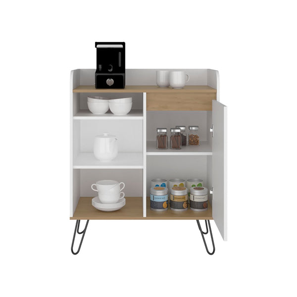 English Elm Calvin Two-tone Coffee Bar Cabinet with Open Shelves for Kitchen or Dining Nook B097P481225