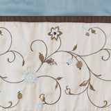 Madison Park Serene Transitional Embroidered Window Valance MP41-3505 Blue