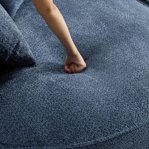 English Elm 124.5-inch Curved Chenille Sectional Sofa with Pillows Deep Seat Living Room Couch Blue W3612S00025