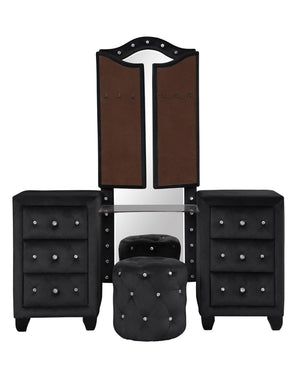 English Elm Encore Modern Style Tufted Upholstered Queen 4Pc Bedroom Set With Stylish Dresser & Nightstand B009S01705