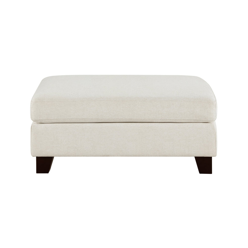 English Elm Ivory Upholstered Ottoman Bench 40.5"x30"x18" Modern Accent Seat with Solid Wood Legs, Plush Cushion B011P287482