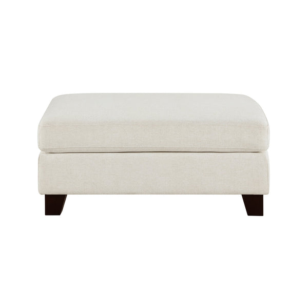 English Elm Ivory Upholstered Ottoman Bench 40.5"x30"x18" Modern Accent Seat with Solid Wood Legs, Plush Cushion B011P287482