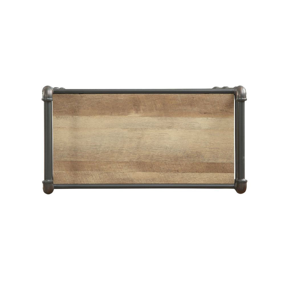English Elm 4 Tier Bookshelf Industrial Metal Frame with Antique Oak Shelves and Sandy Gray Modern Style, Sturdy Elegance B016P311287