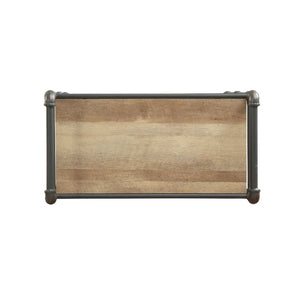 English Elm 4 Tier Bookshelf Industrial Metal Frame with Antique Oak Shelves and Sandy Gray Modern Style, Sturdy Elegance B016P311287