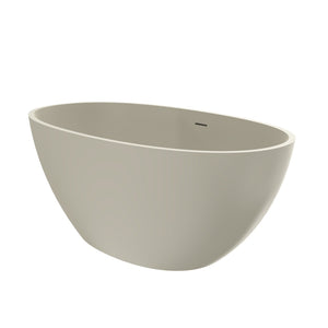 English Elm 55 Inch Solid Surface Freestanding Soaking Tub Matte Beige Spa Style Bathtub W1613P371990