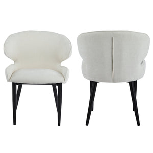 English Elm Modern Shell Back Upholstered Dining Chairs Set of 2 Scandinavian Fabric Seat N772P429023B
