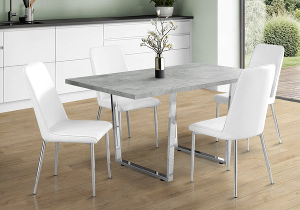 English Elm Dining Table - 60" Rectangular Grey Laminate With Chrome Legs - Modern Design For Kitchen & Dining Spaces B2710P286989