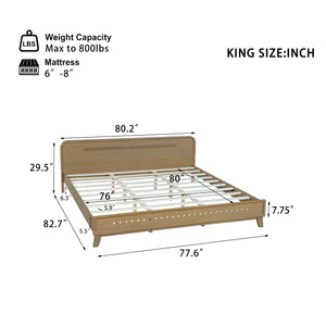 English Elm Christopher Knight Home® - Pine Solid Wood King Size Bed Frame – Rustic Yellow Charm, No Box Spring Required, Sturdy Support N770P291026N_N770P291027N