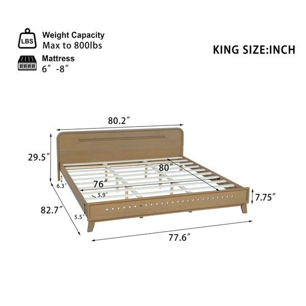 English Elm Christopher Knight Home® - Pine Solid Wood King Size Bed Frame – Rustic Yellow Charm, No Box Spring Required, Sturdy Support N770P291026N_N770P291027N
