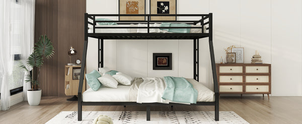 English Elm Metal Queen Over King Bunk Bed – Heavy-Duty, Space-Saving Design For Teens & Adults, Black Finish W1580S00072