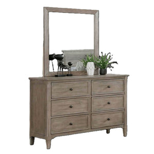 English Elm Transitional Wire-brushed Gray Wood Grain Dresser with Black Round Knobs for Bedroom B2741P460176