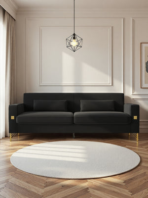 English Elm FX-P18-BK(sofa)Luxury Soft Faux Sherpa Sofa with Gold Accents, Removable Cushions, Modern Chic Design Black W57649846