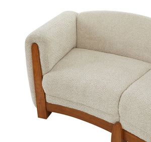 English Elm Elegant Boucle Curved Sofa with Natural Wood Base for Modern Living Rooms N773IS00098S