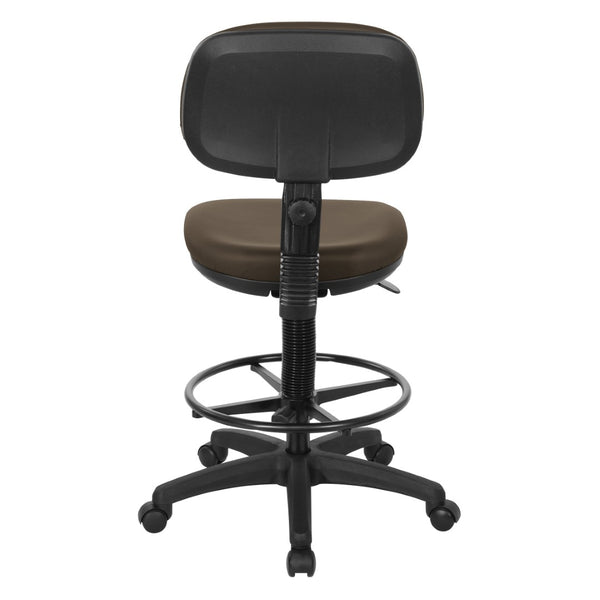 OSP Home Furnishings Sculptured Ergonomic Drafting Chair with Vinyl Upholstery for Studio and Lab Workspaces Dillon Java DC517V-R102