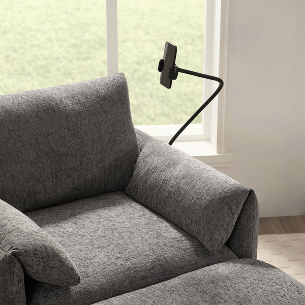 English Elm 38" Chenille Chaise Lounge with Storage Ottoman Usb Charging and Armrest Pockets N723P303462E