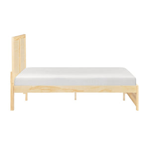English Elm Contemporary Full Platform Bed Tall Headboard Natural Pine Wood Scandinavian Bedroom Frame B011S02455