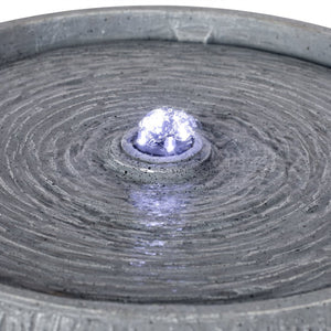 English Elm 12.99"h Gray Polyresin Bowl Fountain with Led Glow for Patio Tabletop Decor N765P355060G
