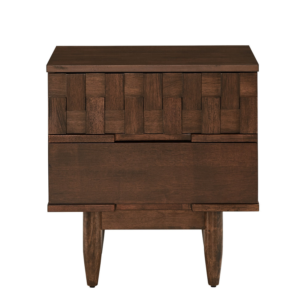 Homelegance Chasin Two Drawer Wood Nightstand with Geometric Ridged Artisan Detail 060B-4