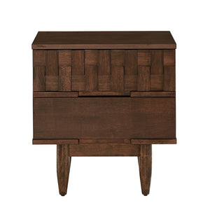 Homelegance Chasin Two Drawer Wood Nightstand with Geometric Ridged Artisan Detail 060B-4