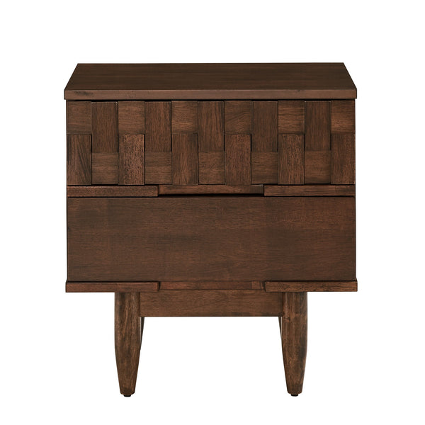 Homelegance Chasin Two Drawer Wood Nightstand with Geometric Ridged Artisan Detail 060B-4
