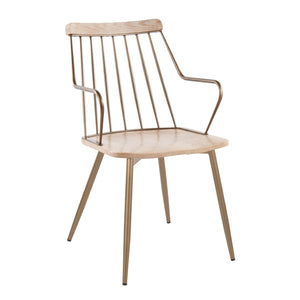 English Elm Chair Spindle Back Farmhouse Dining Seat Whitewashed Wood and Antique Copper Legs B202P471321