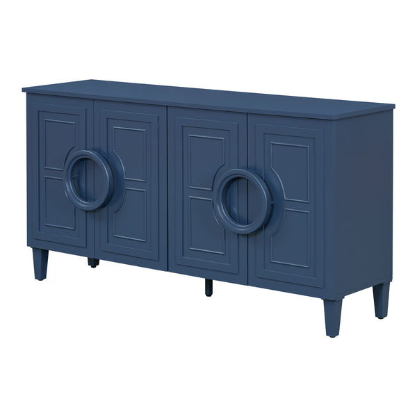 English Elm U_STYLE Elegant Four-Door Sideboard with Adjustable Shelves, 200lb Capacity, French-Inspired Design Navy Blue N711P231529V