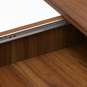 English Elm 55.11"-70.86" Extendable Dining Table with Sculpted Striped Legs Seats Six in Modern Style Walnut W757P411745