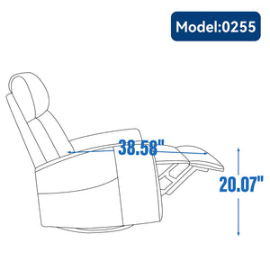 English Elm Heat Massage Rocker Recliner with Swivel Base and Vibrating Nodes for Living Room W1803P251886