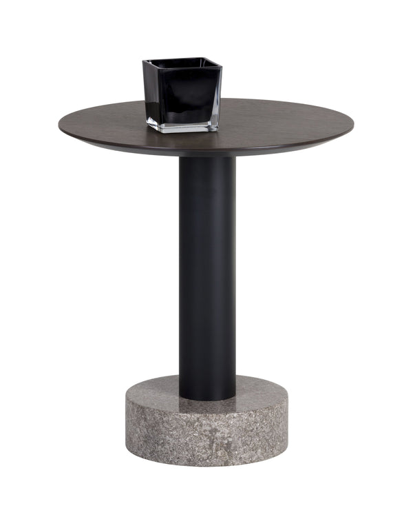 Sunpan Monaco End Table: Modern Elegance with Unique Marble Design and Durable Iron Base for Any Room Black / Grey Marble / Raw Umber