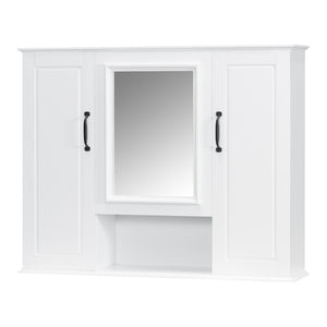 English Elm 36" Freestanding Single Sink Bathroom Vanity Rubberwood Cabinet with Matching Mirror White N725S314034K