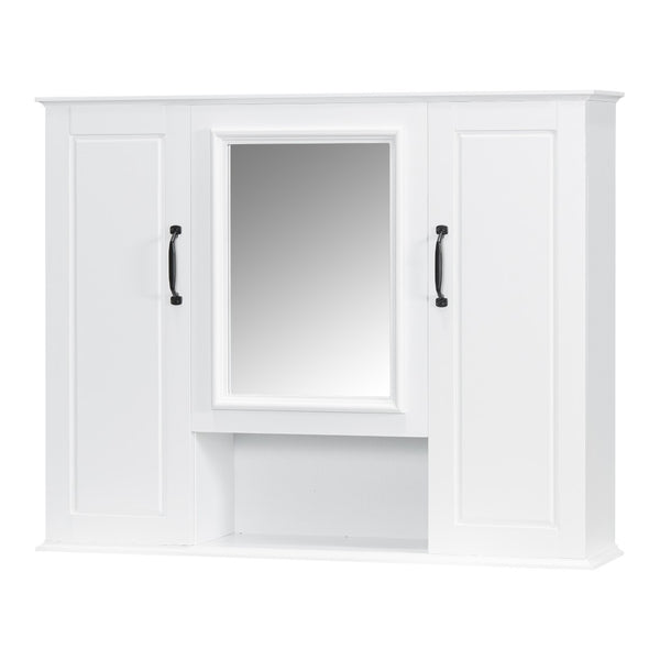 English Elm 36" Freestanding Single Sink Bathroom Vanity Rubberwood Cabinet with Matching Mirror White N725S314034K