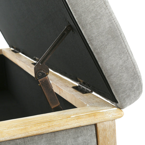 English Elm Christopher Knight Home® - OSGOOD Gray Storage Ottoman with Hidden Compartment, Weathered Wood Frame, 48.5” W Rustic Elegance N757P189704G