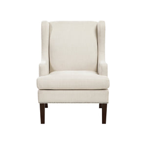 English Elm 1Pc Stylish Beige Accent Chair With Foam Cushion, Nailhead Trim - Perfect For Living Rooms & More! B011P287703
