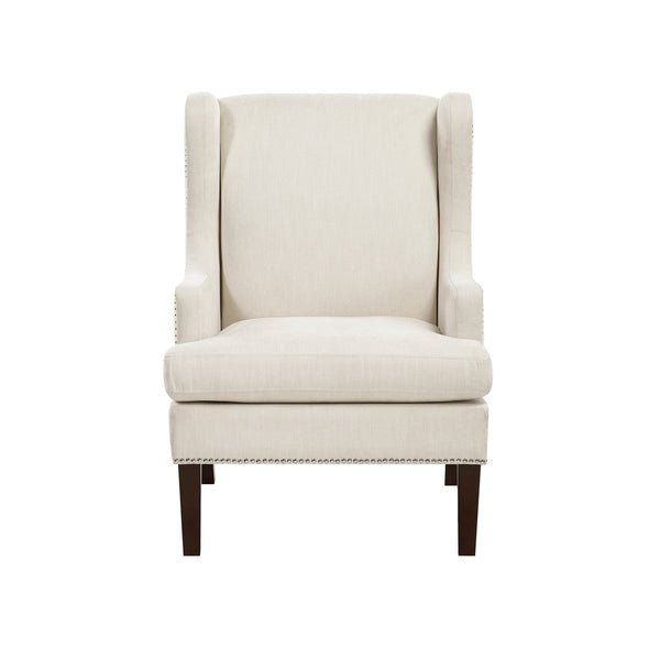 English Elm 1Pc Stylish Beige Accent Chair With Foam Cushion, Nailhead Trim - Perfect For Living Rooms & More! B011P287703