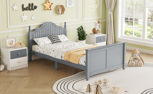 English Elm Twin Low Profile Kids Platform Bed Solid Pine Frame with Guardrails and Storage Grey W2593P411270