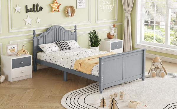 English Elm Twin Low Profile Kids Platform Bed Solid Pine Frame with Guardrails and Storage Grey W2593P411270