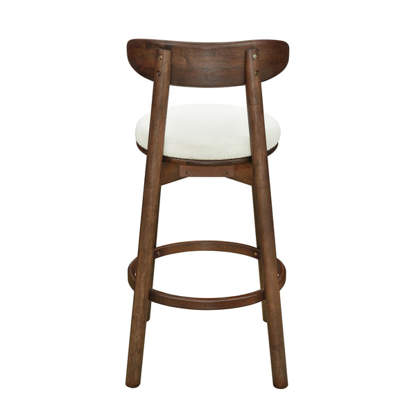 English Elm Christopher Knight Home® - Round Chunky Cushion Bar Stool with Curved Ergonomic Back, Solid Rubberwood Frame, Durable Comfort Beige,Walnut N771P346003T