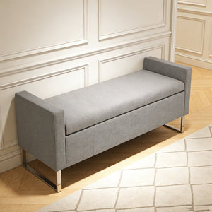 English Elm 47" Upholstered Storage Ottoman Bench with Metal Base for Bedroom or Entryway W5325P427119