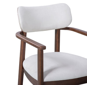 English Elm Indoor Beige Upholstered Dining Chairs Set of 2 Rubberwood Frame for Modern Kitchens Walnut N772P389535W